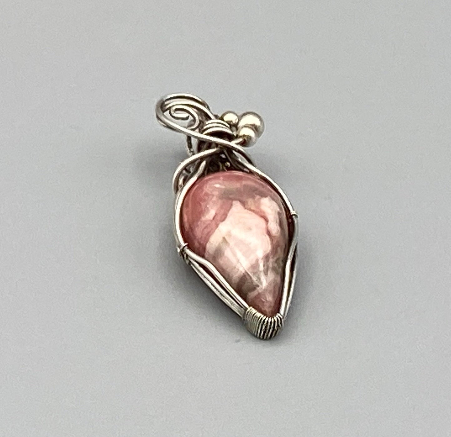 Sterling Silver Pink Rhodochrosite Crystal Pendant