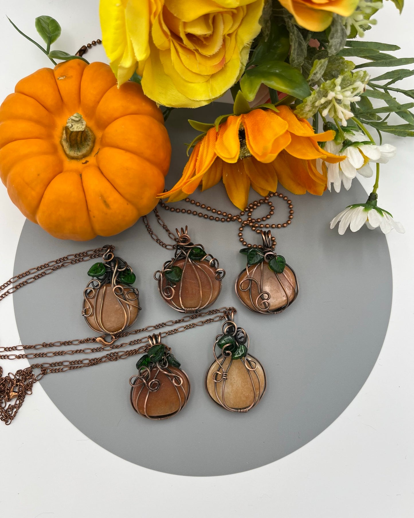 Halloween Pumpkin Handmade Copper Wire Wrapped Pendants
