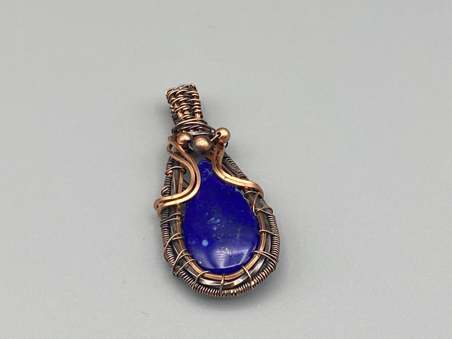 Wire Wrapped Lapis Lazuli Teardrop Pendant