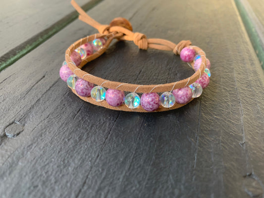 Purple Luster And Glass Beaded Bracelet