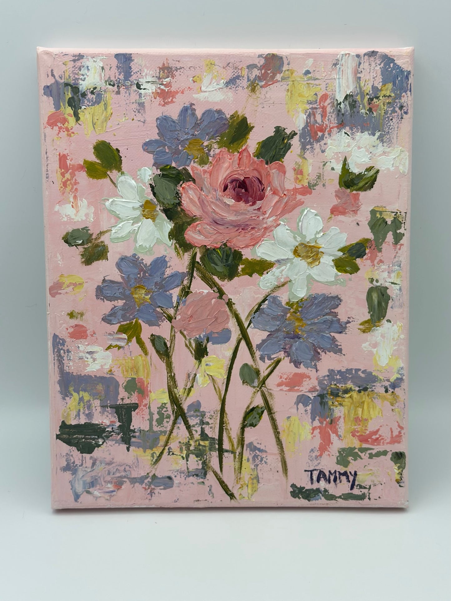 Pastel Colored Floral Acrylic 8x10 Painting