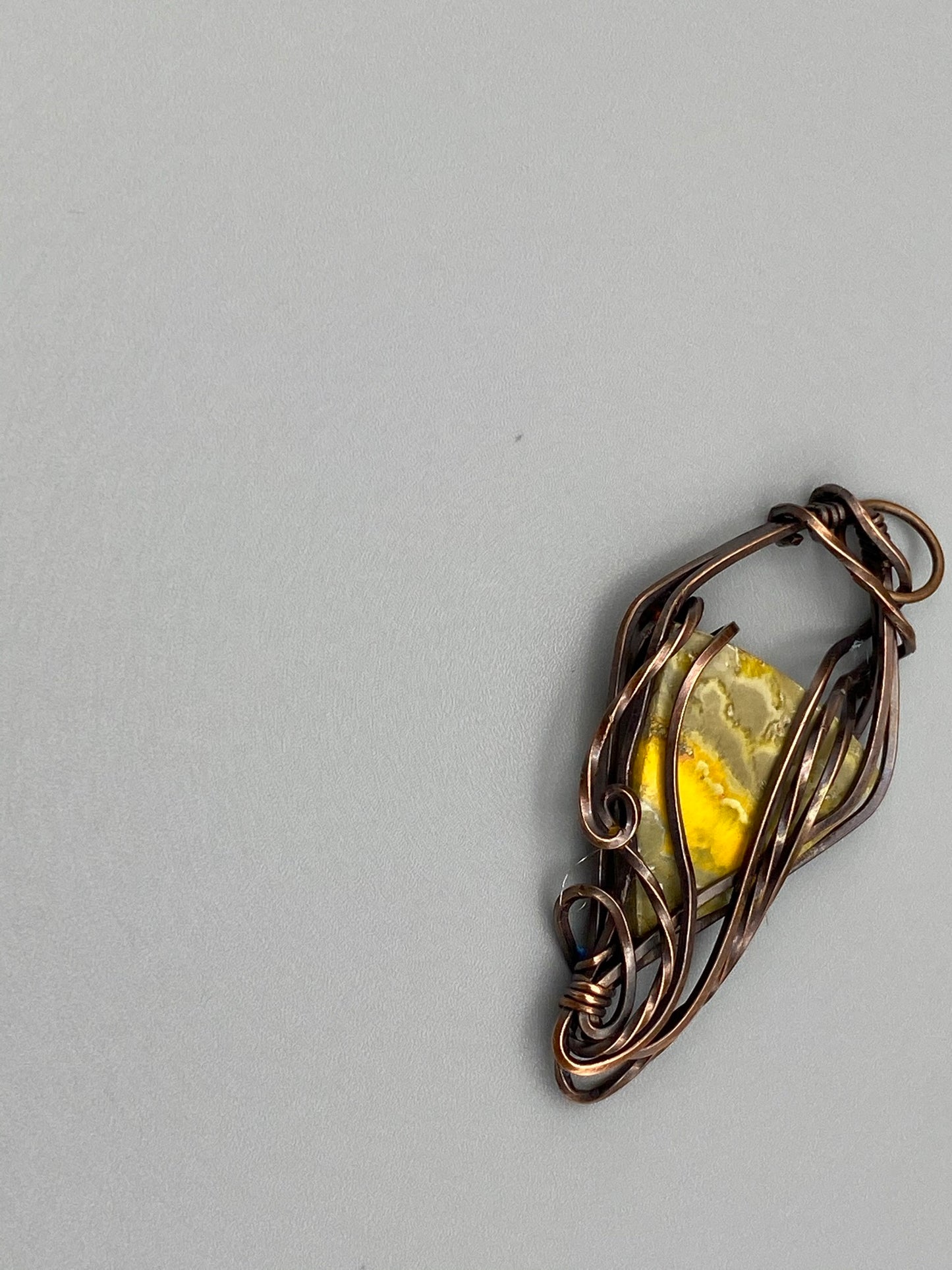 Triangular Bumble Bee Jasper Wire Wrapped Pendant