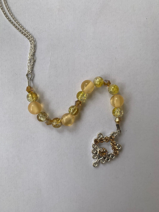 Yellow and Gold Beaded Car Charm