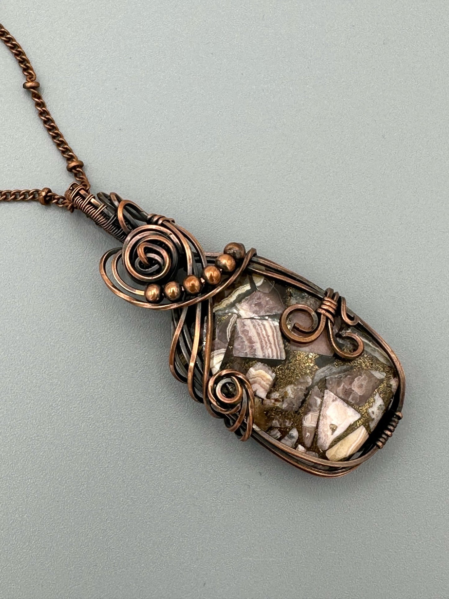 Square Mosaic Handmade Wire Wrapped Pendant
