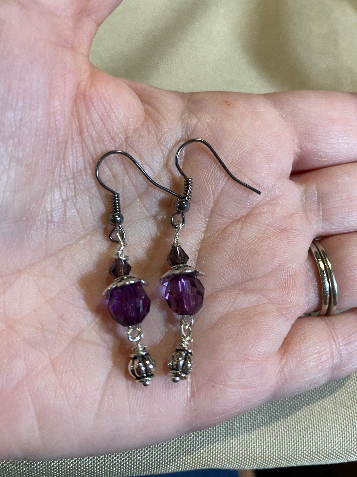 Purple Faceted Crystal Earrings