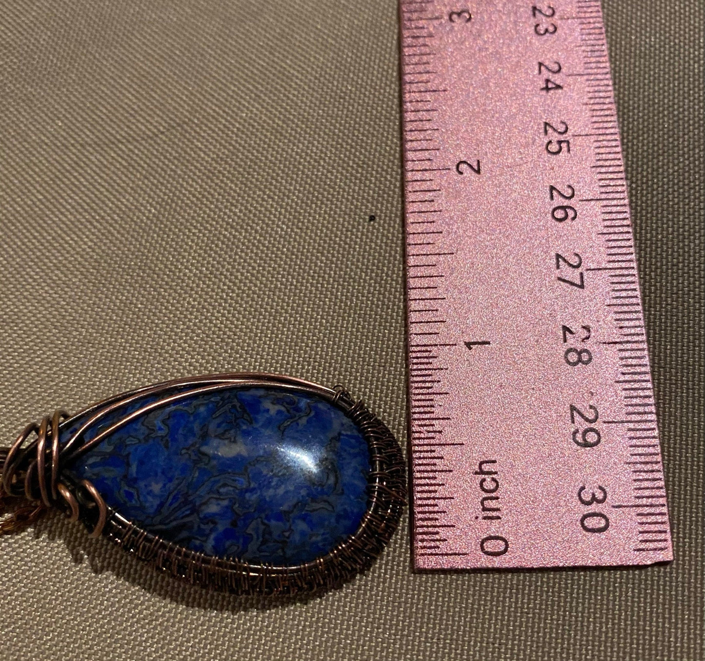 Wire Wrapped Blue Crazy Lace Agate Pendant