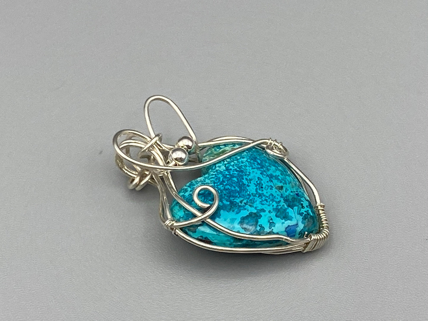 Wire Wrapped Heart Shaped Shattuckite Pendant