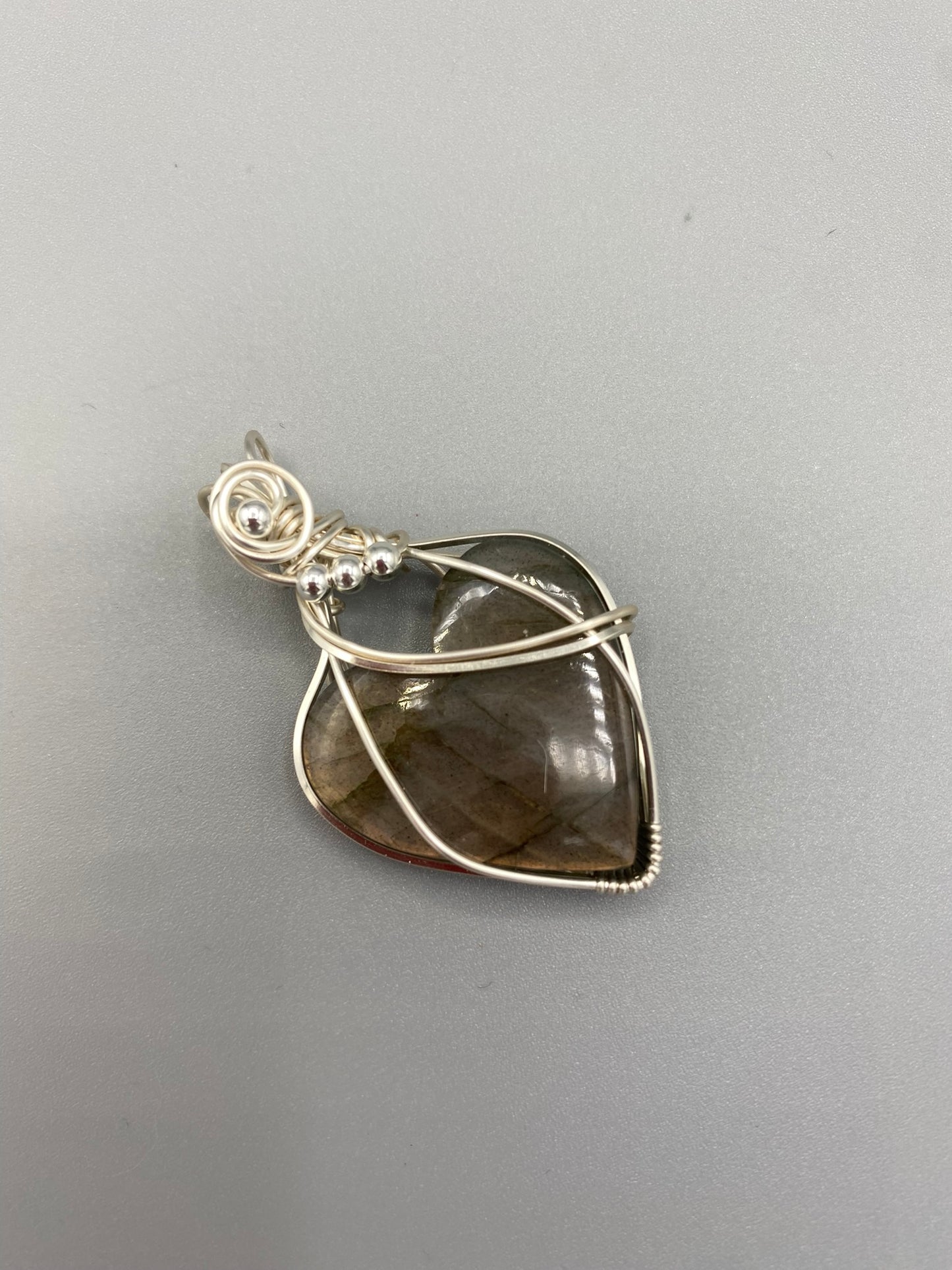 Labradorite Heart Shaped Wire Wrapped Pendant
