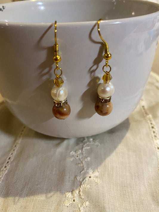 Pearl Beaded Dangle Earrings
