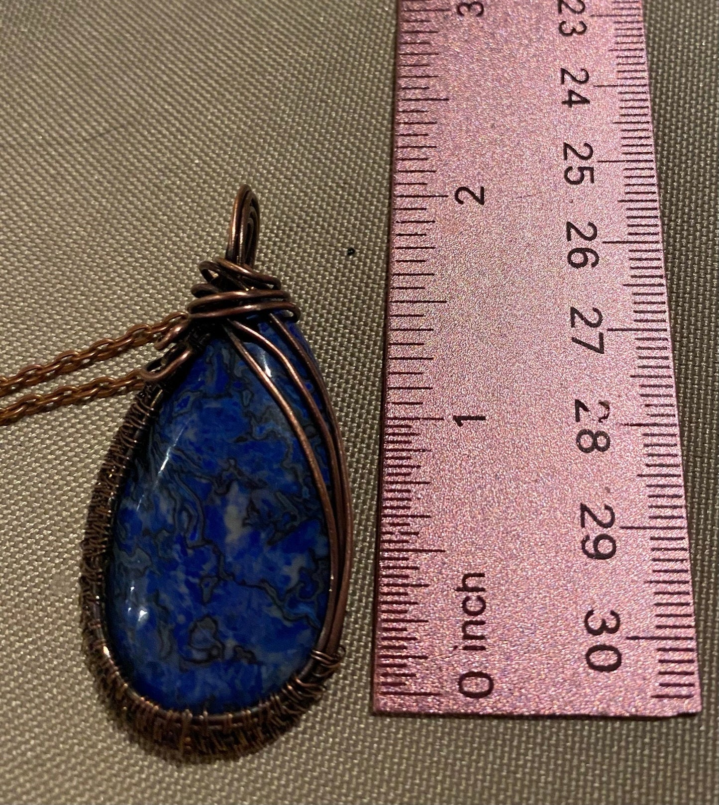 Wire Wrapped Blue Crazy Lace Agate Pendant