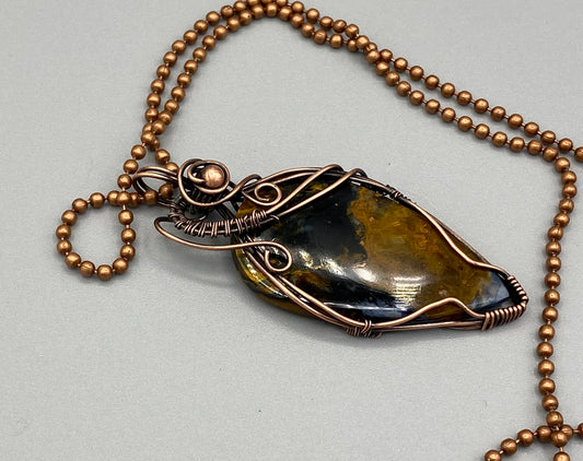 Pietersite Teardrop Wire Wrapped Pendant