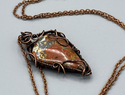 Maligano Jasper Teardrop Pendant | Wire Wrapped Handmade Pendant