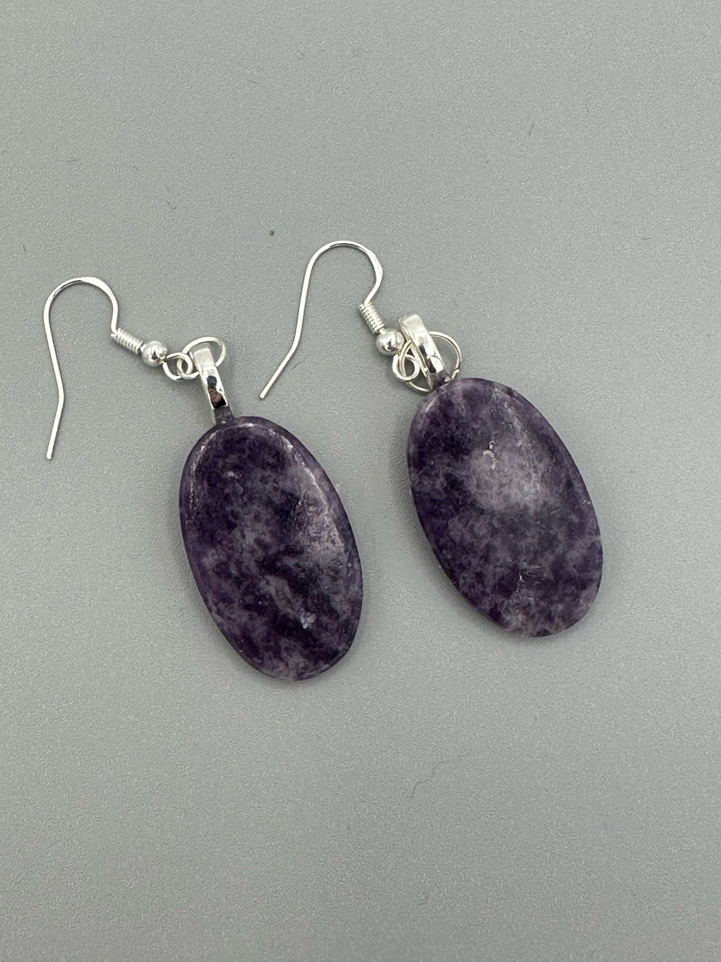 Handmade Purple Charoite Oval Dangle Earrings