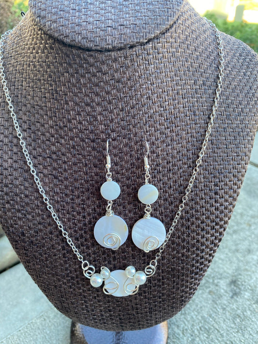Pearl Pendant with Matching Dangle Earrings Set