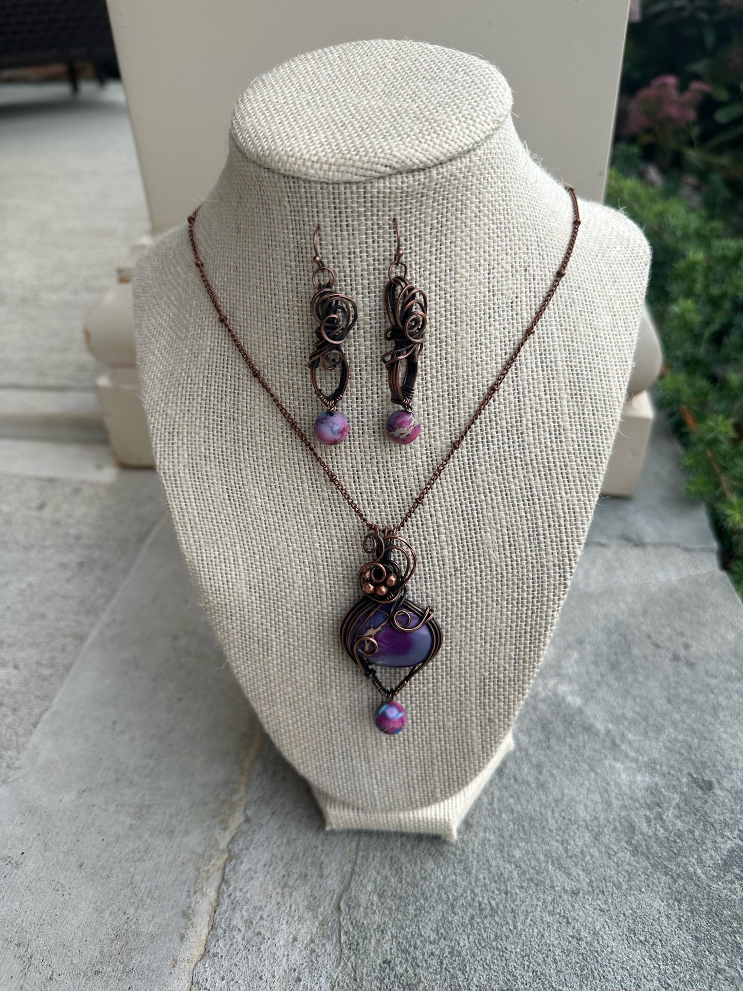 Purple Megnasite Set Handmade Wire Wrapped Jewelry