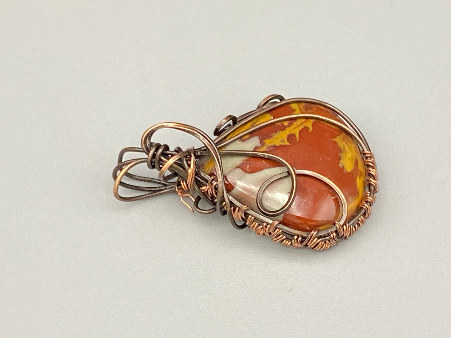 Wire Wrapped Jasper Pear Shaped Pendant