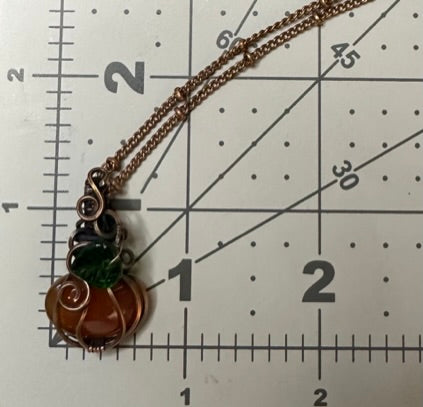 Miniature Carnelian Pumpkin Pendants | Handmade Wire Wrapped Jewelry