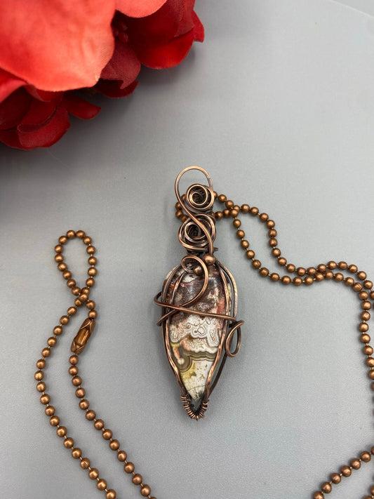 Crazy Lace Agate Pendant | Wire Wrapped Crazy Lace Pendant